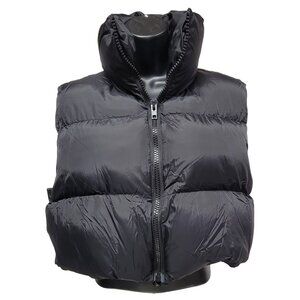 Black Puffer Vest Heavyweight Winter Jacket Polyester